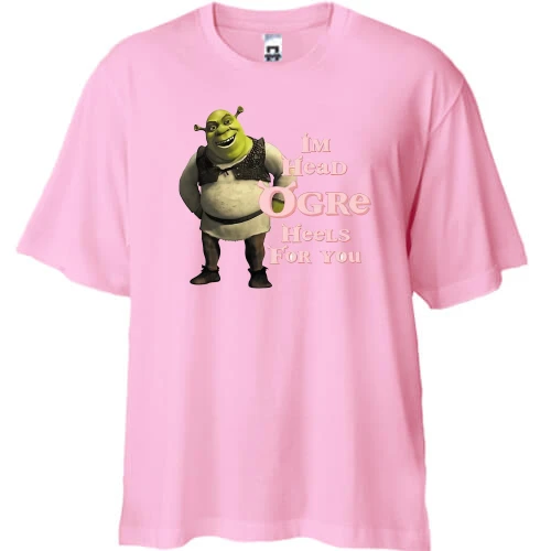 Футболка двунитка Oversize со Шреком - I'm head ogre heels for you