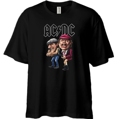 Футболка двунитка Oversize AC/DC (карикатура)
