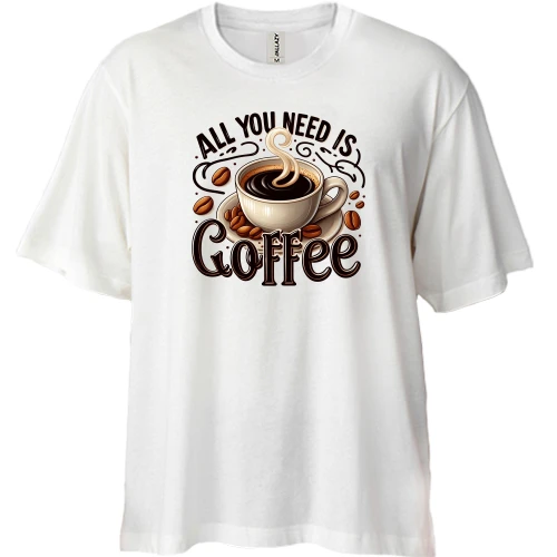 Футболка двунитка Oversize, Белый, All You need is Coffee