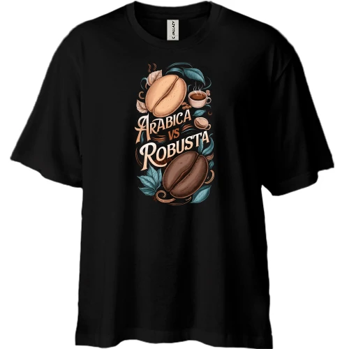 Футболка двунитка Oversize, Черный, Arabica vs Robusta
