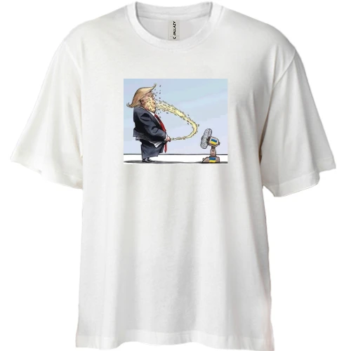 Футболка двунитка Oversize Карикатура Трампа