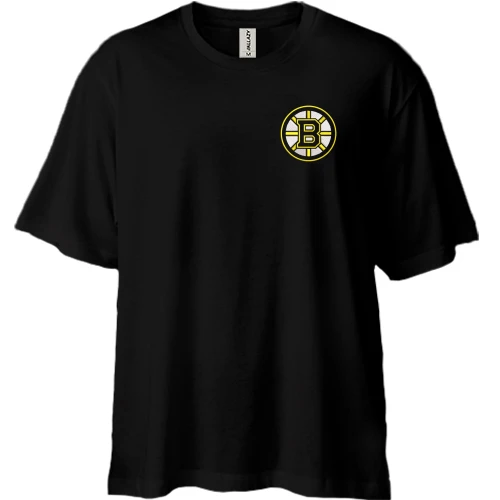 Футболка двунитка Oversize, Черный, с лого Boston Bruins