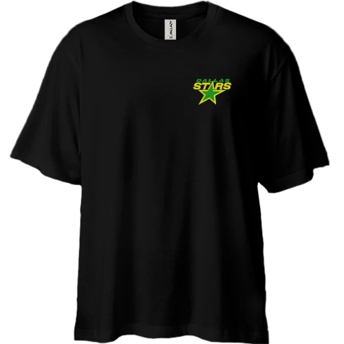 Футболка двунитка Oversize, Черный, с вышитой эмблемой Dallas Stars