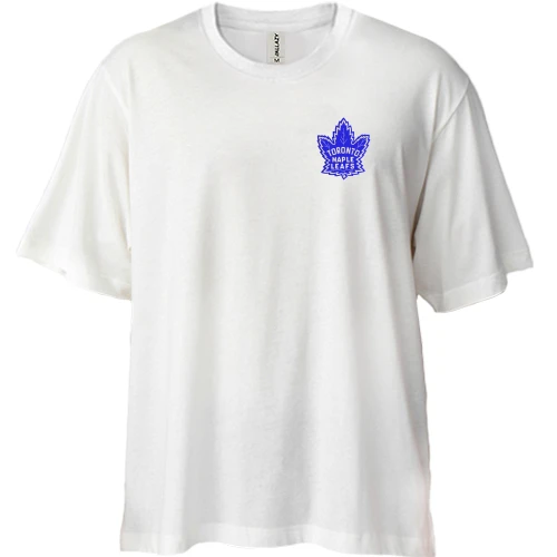 Футболка двунитка Oversize, Белый, с вышитой эмблемой Toronto Maple Leafs
