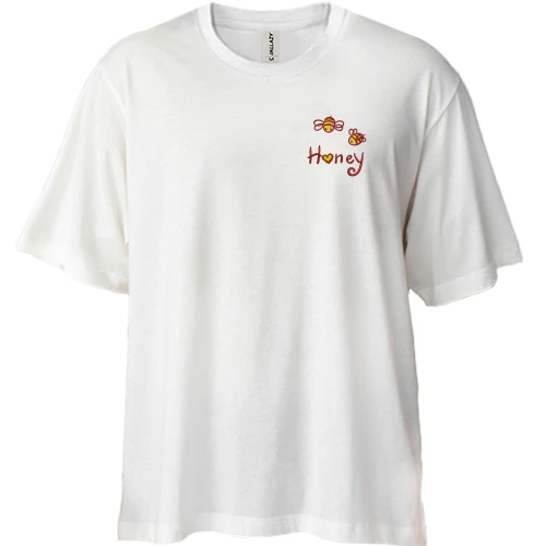 Футболка двунитка Oversize, Белый, с пчелами Honey