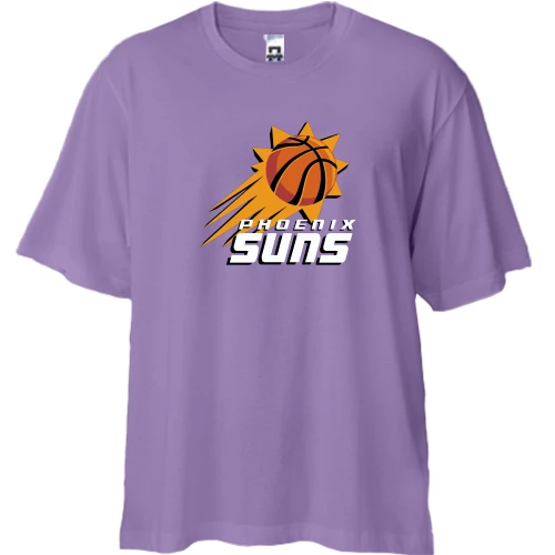 Футболка двонитка Oversize, Лавандовий, з емблемою Phoenix Suns у вигляді сонця