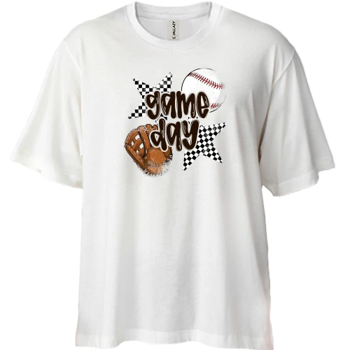 Футболка двунитка Oversize, Белый, Game Day Baseball