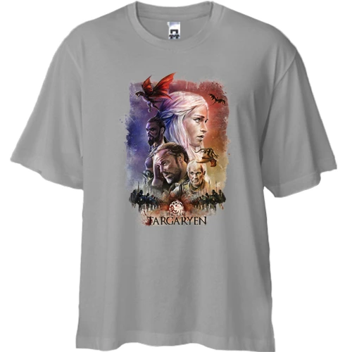 Футболка двонитка Oversize, Сірий, Targaryen Team