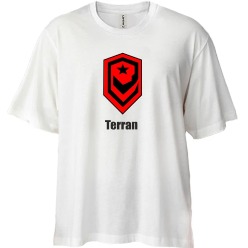Футболка двунитка Oversize, Белый, Starcraft Terran