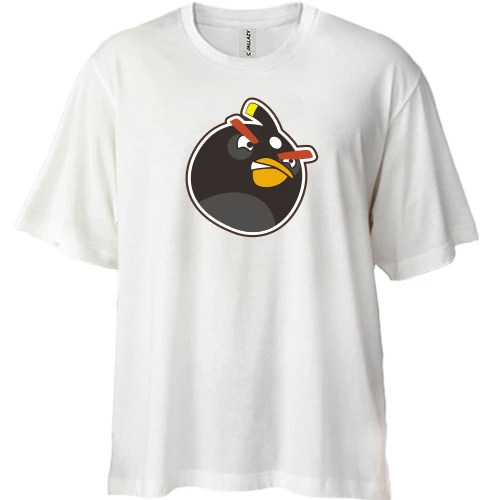 Футболка двонитка Oversize, Білий, Black bird 2