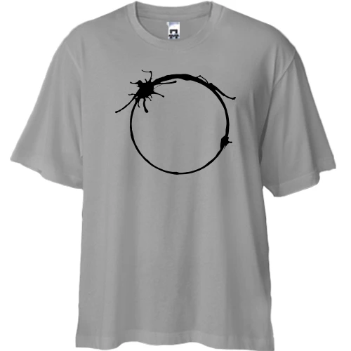 Футболка двунитка Oversize, Серый, Прибытие"Язык гептаподов"