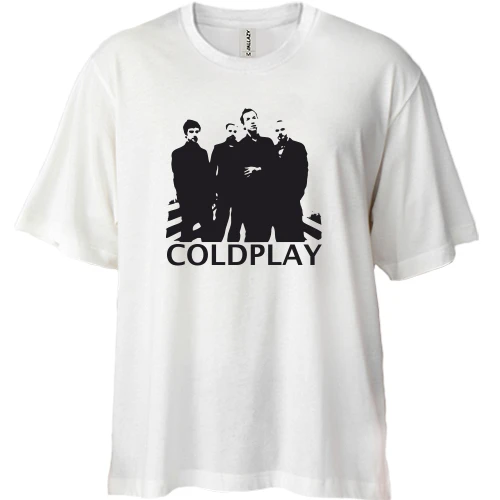 Футболка двунитка Oversize, Белый, Coldplay