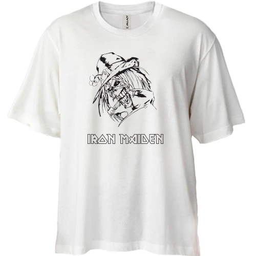 Футболка двунитка Oversize, Белый, Iron Maden
