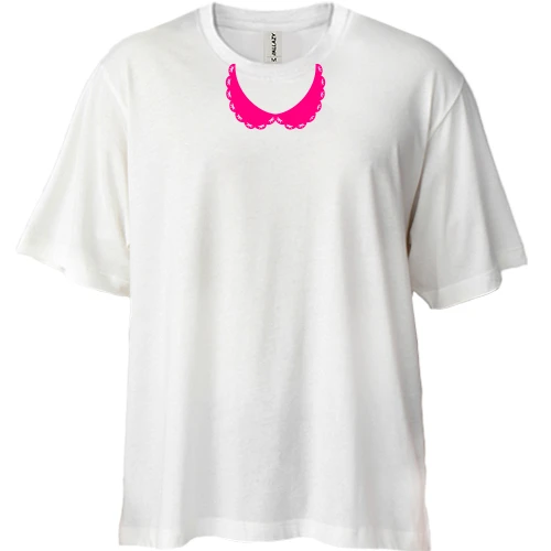 Футболка двунитка Oversize, Белый, с воротничком (3)