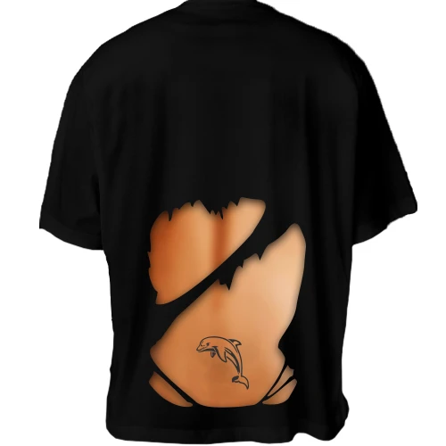 Футболка двунитка Oversize Дельфин на спине