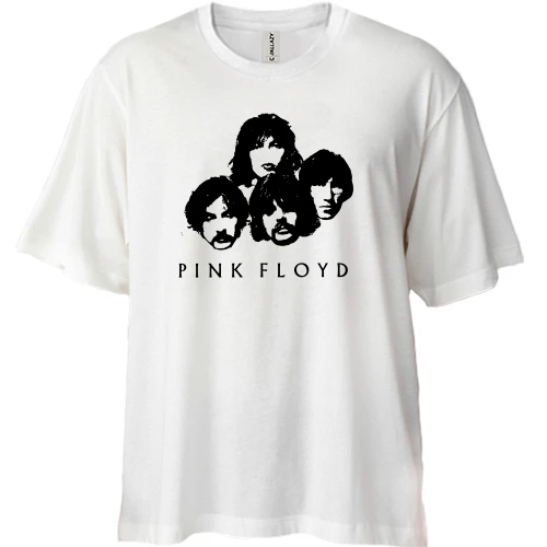 Футболка двунитка Oversize, Белый, Pink Floyd (лица)