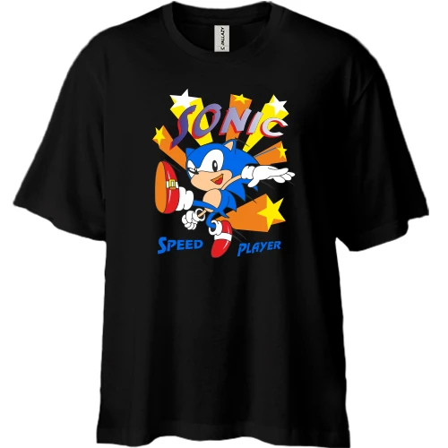 Футболка двунитка Oversize, Черный, Sonic player