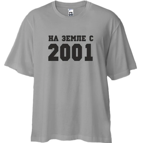 Футболка двунитка Oversize, Серый, На земле с 2001