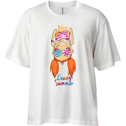 Футболка двунитка Oversize, Белый, Crazy summer