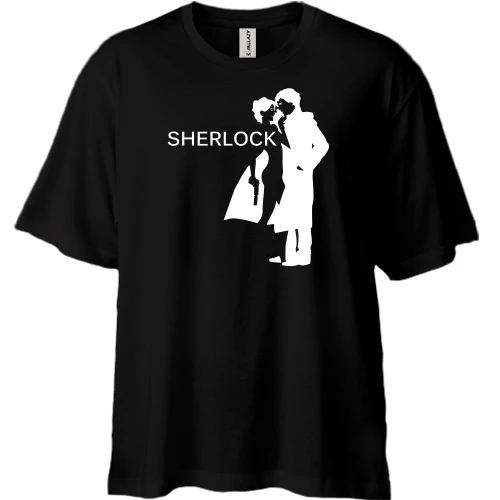 Футболка двонитка Oversize, Чорний, Sherlock