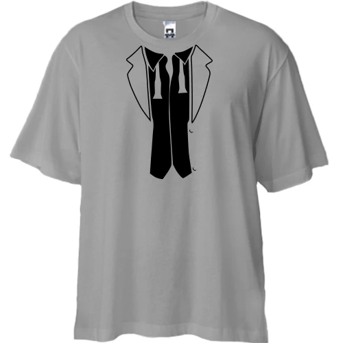 Футболка двунитка Oversize, Серый, Пиджак и рубашка