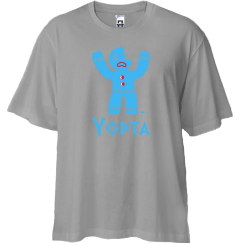 Футболка двунитка Oversize, Черный, с печенькой и надписью Yopta