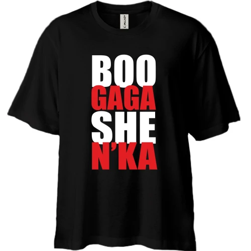 Футболка двунитка Oversize, Черный, с надписью Bugagashen`ka