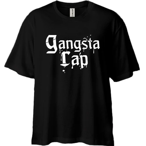 Футболка двунитка Oversize, Черный, Gangsta Rap