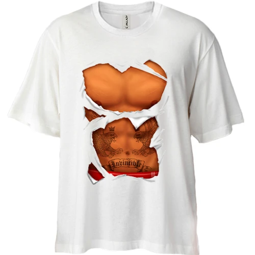 Футболка двунитка Oversize Мужской торс с татушками
