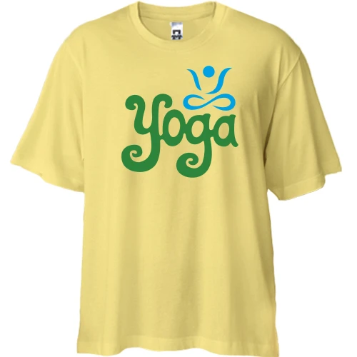 Футболка двунитка Oversize, Желтый, с надписью Yoga