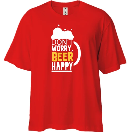 Футболка двунитка Oversize Don`t Worry, Beer Happy