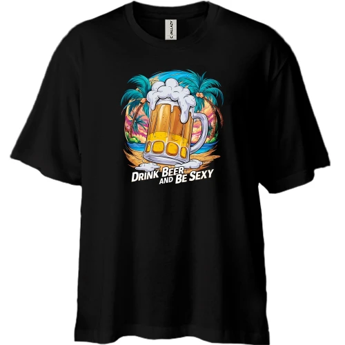 Футболка двонитка Oversize Drink Beer and be Sexy