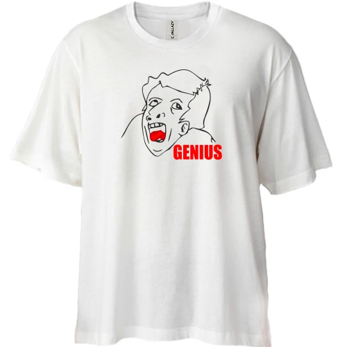 Футболка двонитка Oversize, Білий, з Генієм (Genius)