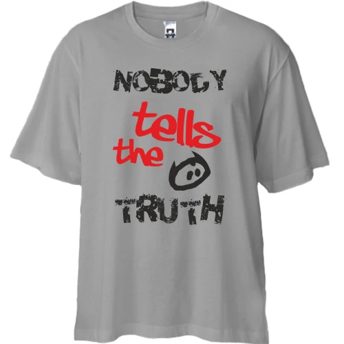 Футболка двунитка Oversize, Серый, Nobody tells the truth