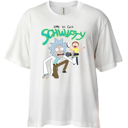 Футболка двунитка Oversize, Белый, Time to get Schwifty