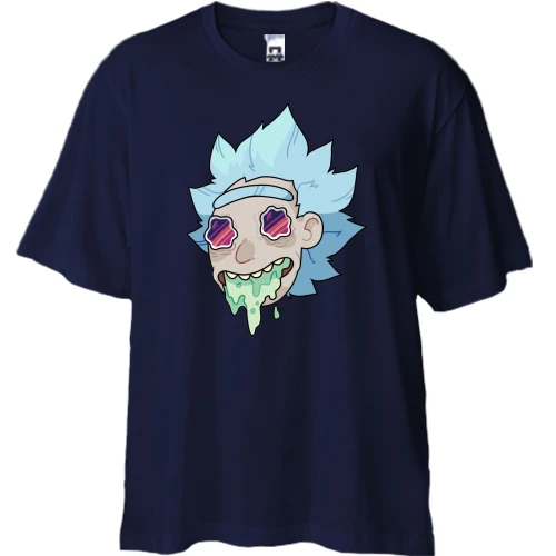 Футболка двунитка Oversize, Синий, Rick