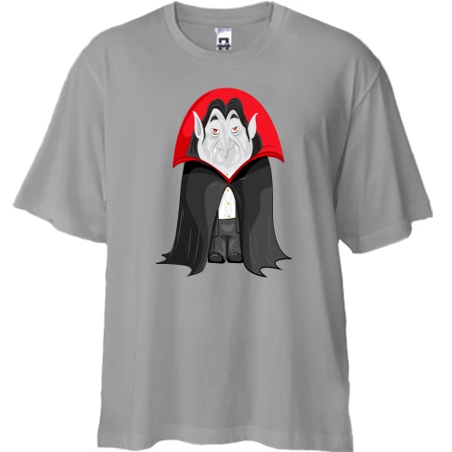 Футболка двонитка Oversize, Сірий, з Дракулой