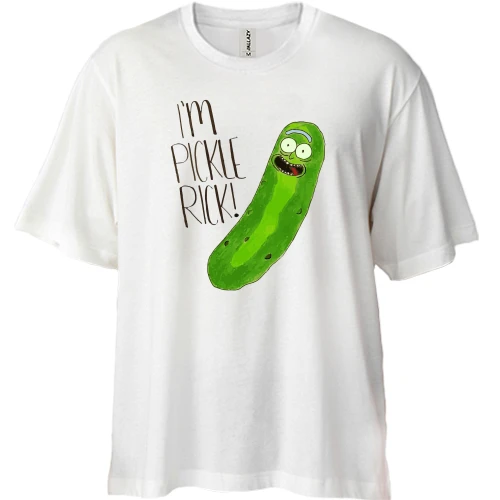Футболка двунитка Oversize, Бежевый, I'm pickle Rick!