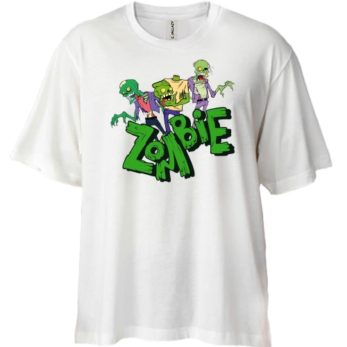Футболка двунитка Oversize, Белый, Zombie