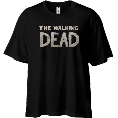 Футболка двунитка Oversize, Черный, с надписью The Walking Dead