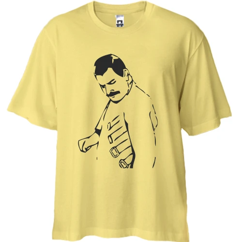 Футболка двунитка Oversize, Желтый, Freddie Mercury