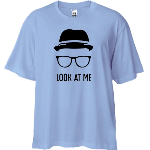 Футболка двонитка Oversize, Білий, з капелюхом і окулярами Look at me