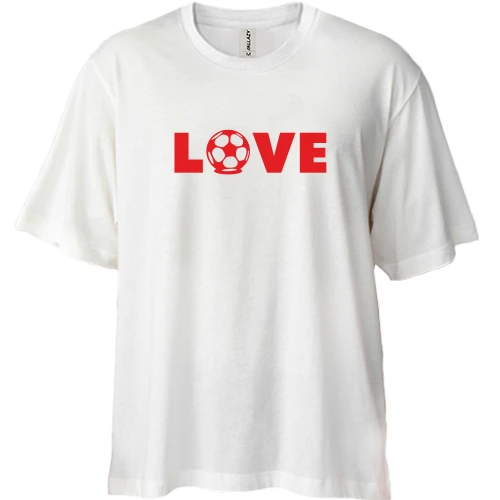 Футболка двунитка Oversize, Белый, Love футбол