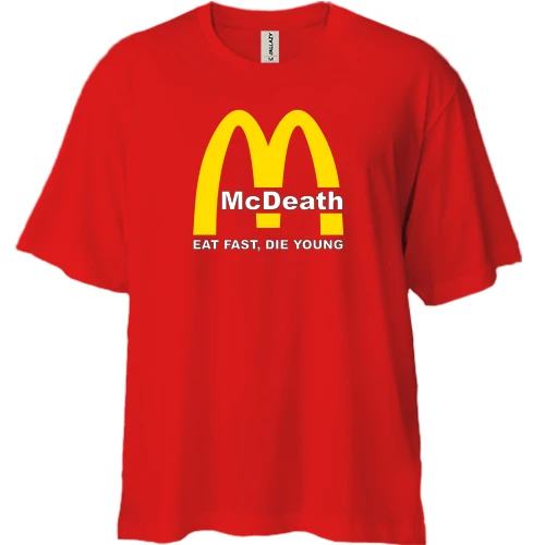 Футболка двунитка Oversize, Красный, McDeath
