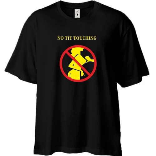 Футболка двонитка Oversize, Чорний, No tit touching