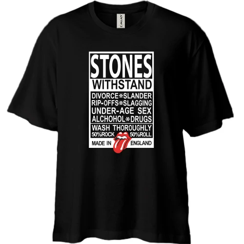 Футболка двунитка Oversize, Черный, Rolling Stones Made in Englad