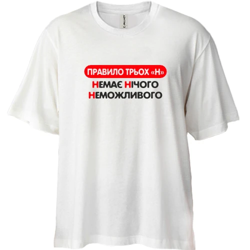 Футболка двонитка Oversize, Білий, Немає нічого неможливого