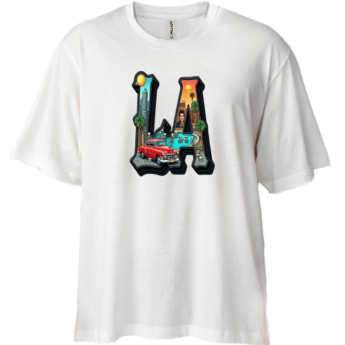 Футболка двунитка Oversize, Белый, LA USA