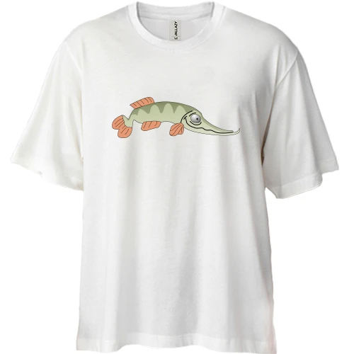 Футболка двонитка Oversize, Білий, Щука