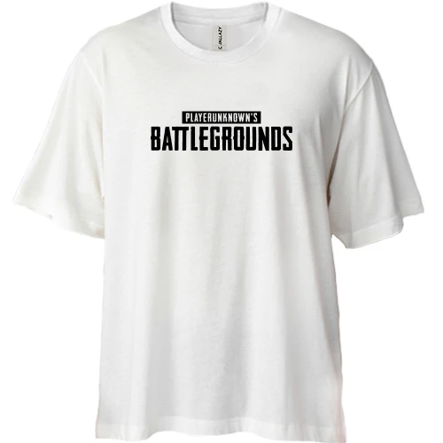 Футболка двунитка Oversize, Белый, PlayerUnknown’s Battlegrounds logo (2)